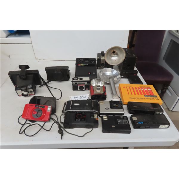 Vintage Cameras Brownie Hawkeye, Colourburst 50, Kodak, Polaroid and Accessories