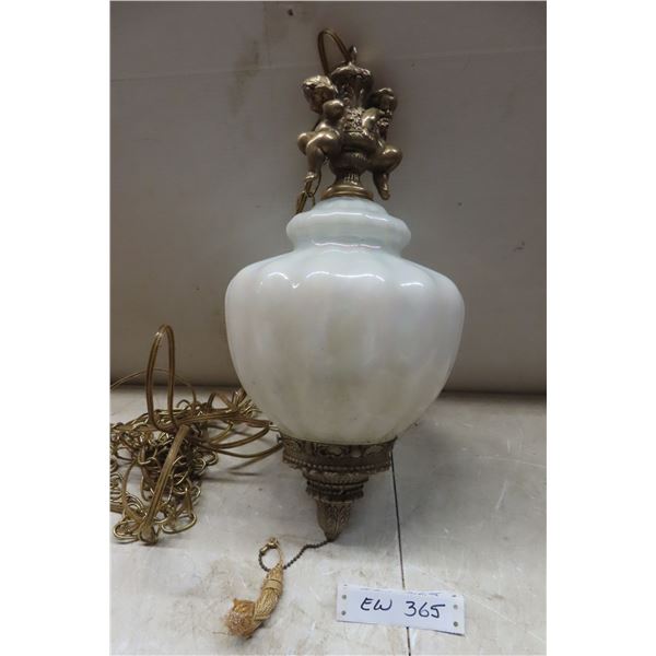 Hanging Glass and Brass Lamp