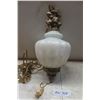 Image 1 : Hanging Glass and Brass Lamp