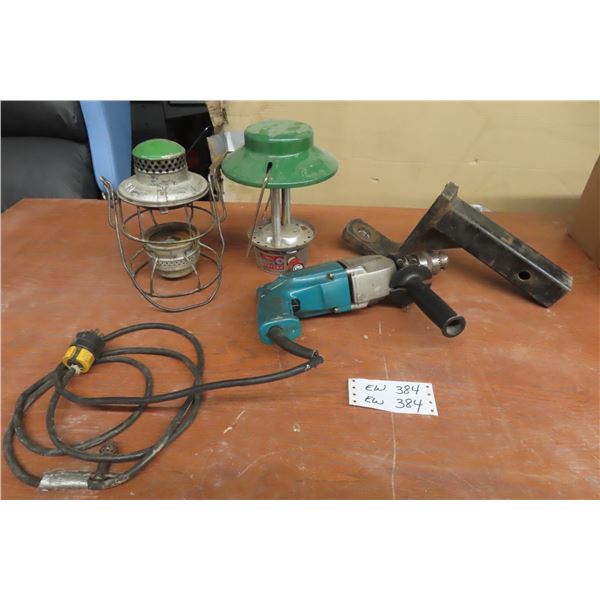 Makita Hammer Drill, Receiver Hitch and CNR Lantern No Glass