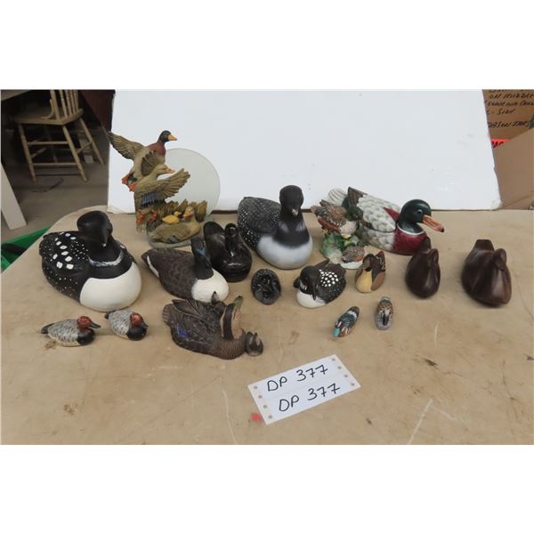Ducks Carved, Ceramic, Salt Pepper Shakers, Bank and Tea Lite Candle Holder