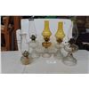 Image 1 : 5 Oil Lamps with Chimneys Tallest 18''