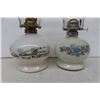 Image 2 : 2 Oil Lamps with Milk Glass Bases 14 1/2'' Tall
