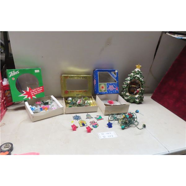 Vintage Christmas Treetop Decorations, Stained Glass Ornaments