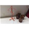 Image 7 : 3 Pyrex Mixing Bowls and 4 Anchor Amber Coffee Mugs with Mug Tree