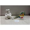 Image 1 : Hand Painted Vase, Glass Rolling Pin Filled with Marbles and Cookie Jar
