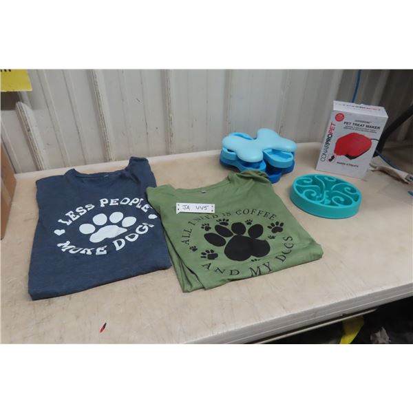 2 New Ladies Dog Slogan T-Shirts Size L, Pet Treat Maker