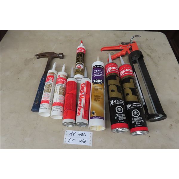 Caulking Gun with Contruction Adhesive, Plastic Cement and Silicone