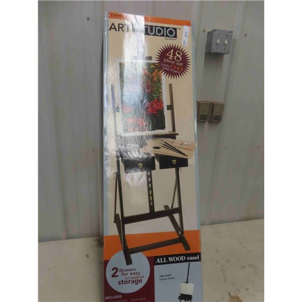 Art Studio 48pce All Wood Easel Including 36 Tubes of Paint 