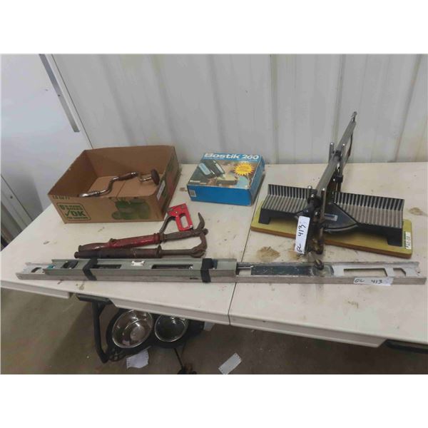 Miter Saw, Levels, Nail Puller, Stapler, Glue Gun & More 