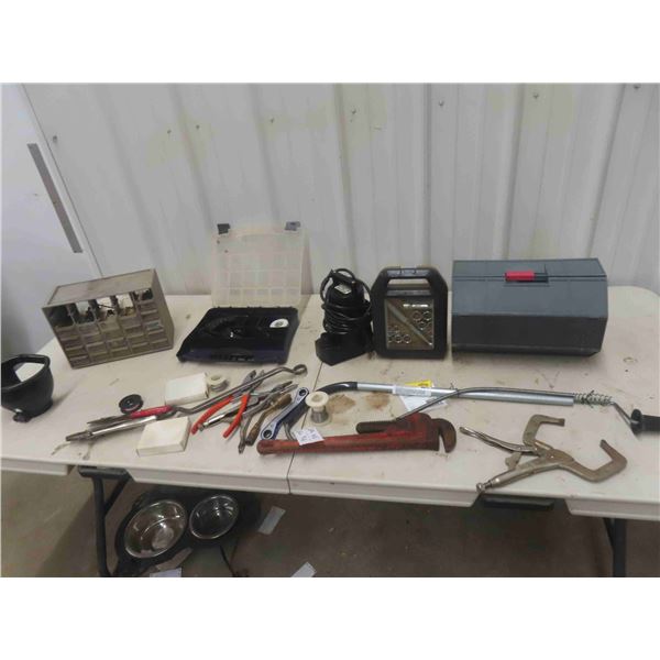 Soldering Gun, Pipe Wrench, Snake Drain Cleaner, Hardware