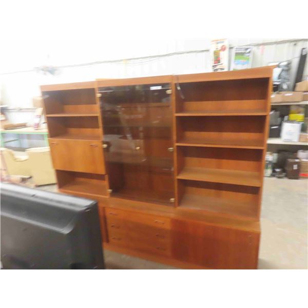 Teak 3pce Entertainment Stand 71 1/2'' x 18'' x 88'' (Glass is 
