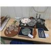 Image 1 : Crystal Knife Set, China Tray, Candlier & More