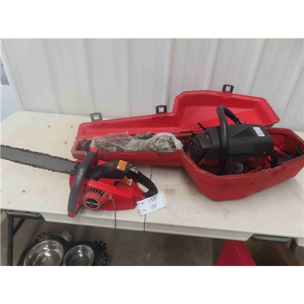 2 Jonsered Chain Saws (AS IS), 1 with Case. 