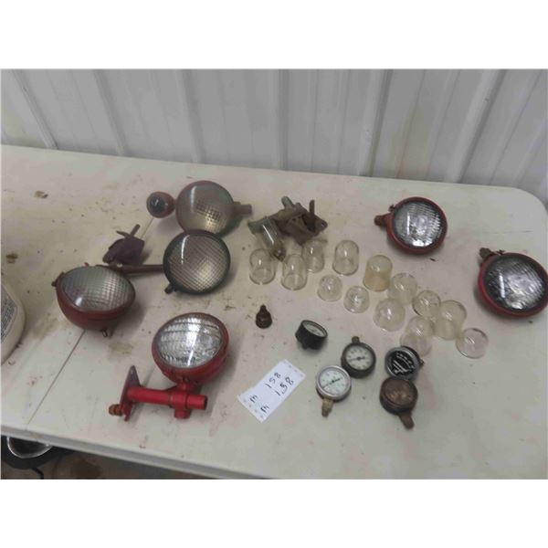 Sedimum Bowls, Vintage Tractor Headlights, Gauges 