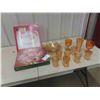 Image 1 : 2 Glass Trays, Carnival Berry Bowl, Vase & Glasses 