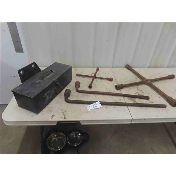 Tire Iron, Metal Toolbox & Mount for Tractor 