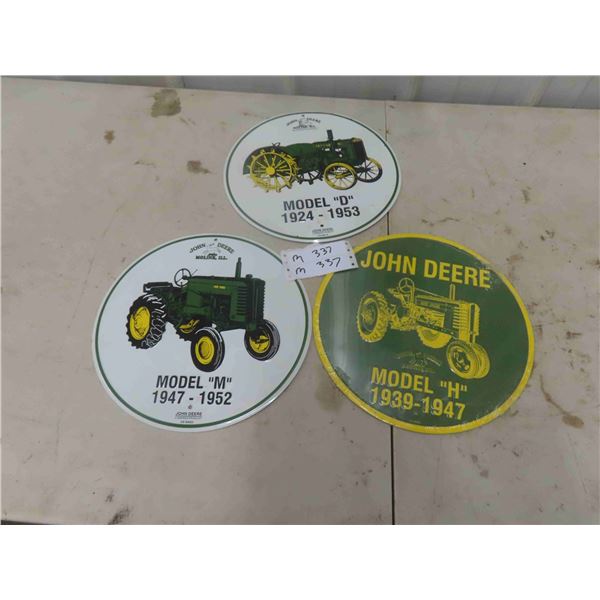 2 John Deere Modern Metal Signs 12'' Diameter 