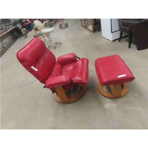 Leather/Leather Style Swivel Chair with Ottoman 