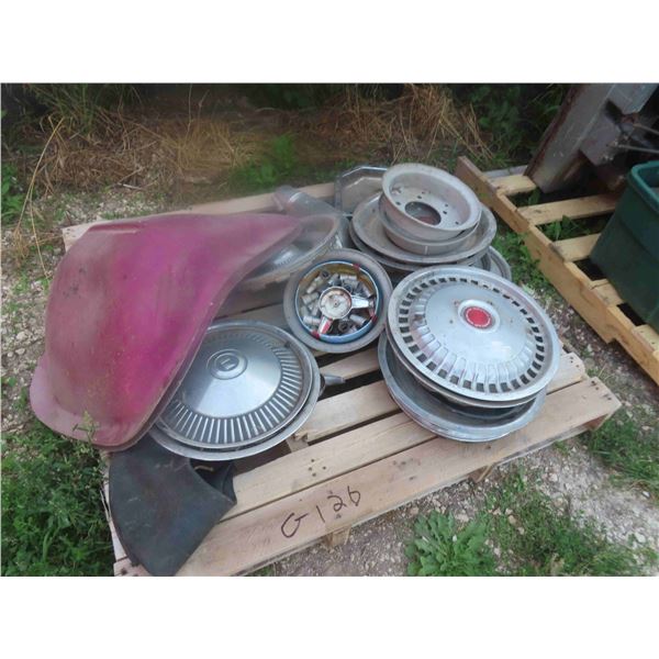 Hub Cap, 2 Bucket Seat, Fibre Moulds, Chrome Cover 