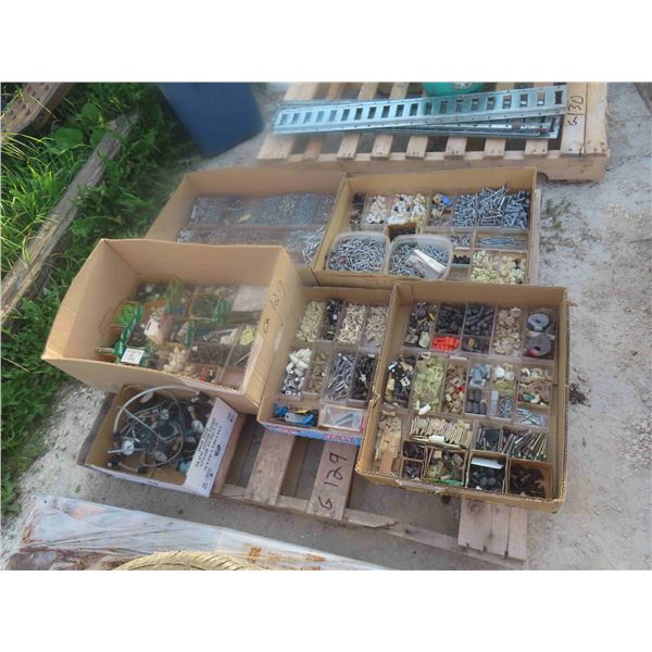 Pallet of Screws, Bolts, Clips, Gauges 