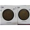 Image 3 : (5) 1917 Canada Large Cents