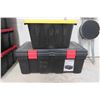 Image 5 : 6 Totes with Lids, Poly Tool Box and Folding Stool 