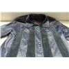 Image 4 : Navy Leather/Black Suede Button Up Coat Size XL 