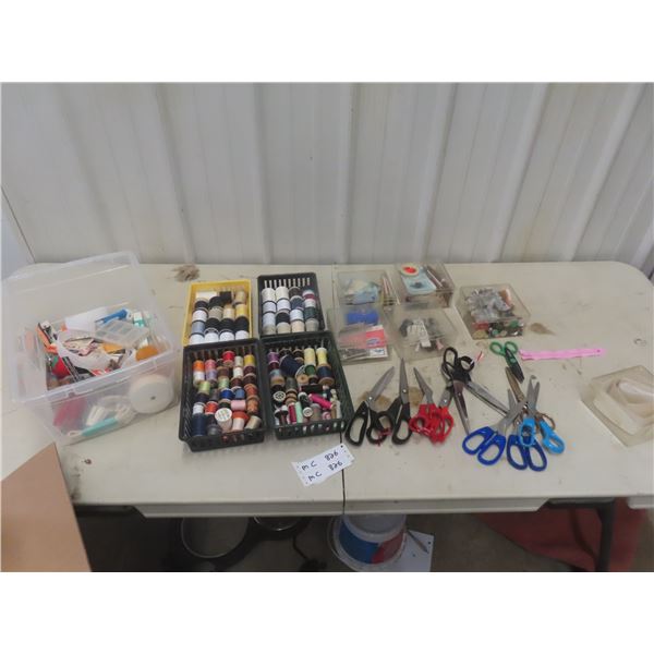 Sewing Notions, Scissors, Thread, Zippers, Pins 
