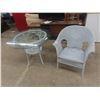 Image 1 : Wicker Table 29"h x 36"w and one chair 