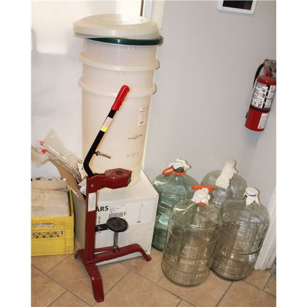 LARGE LOT OF WINE MAKING EQUIPMENT INCLUDING