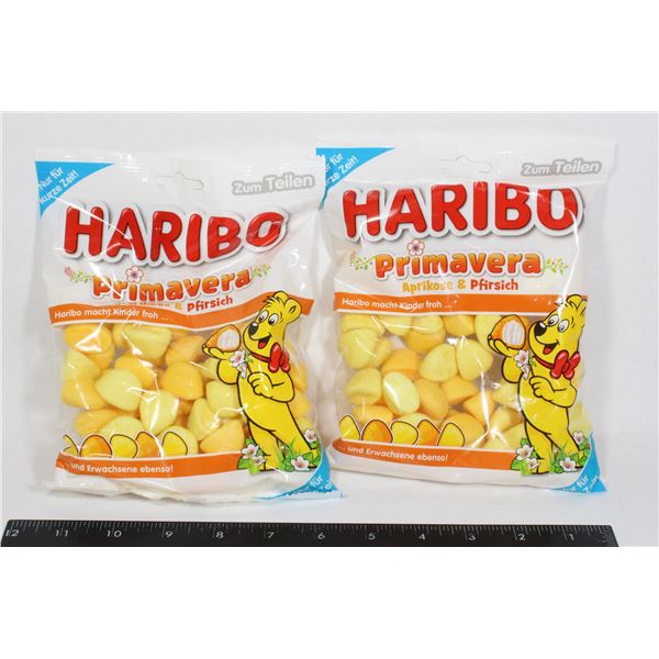 TWO BAGS GERMAN HARIBO PRIMAVERA  APRICOT & PEACH