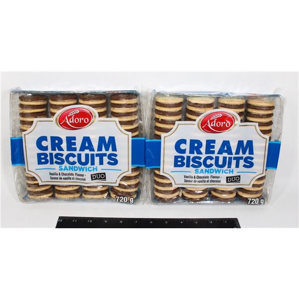 TWO ADORO CREAM BISCUITS SANDWICH VANILLA &