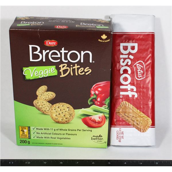 BRETON DARE VEGGIE BITES CRACKERS & LOTUS BISCOFF