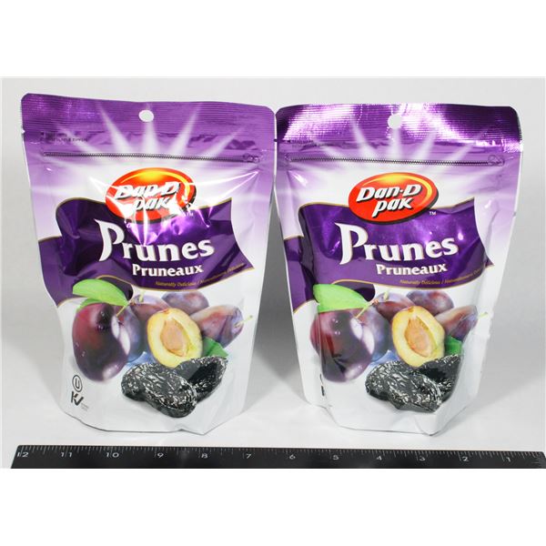 TWO DAN-D BAGS OF PRUNES
