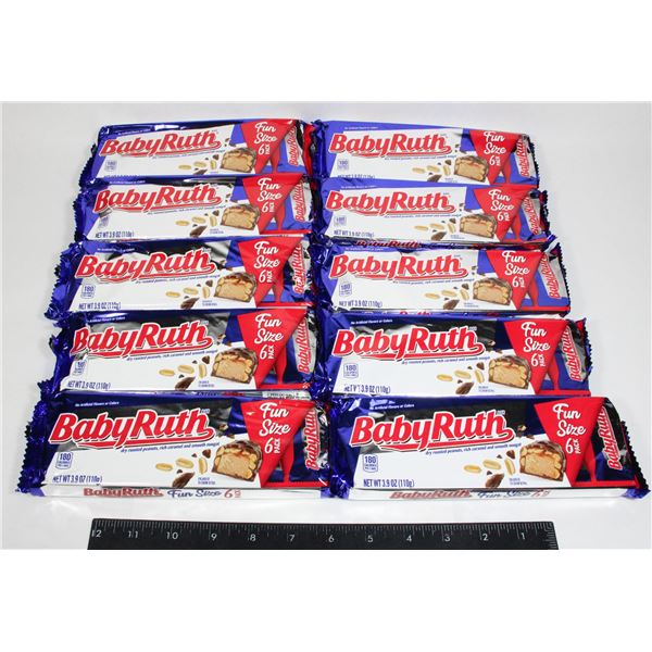 BUNDLE OF 10 FUN SIZE 6PK BABYRUTH CHOCOLATE BARS