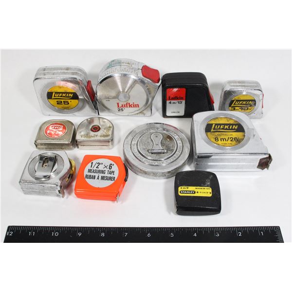 FLAT OF TAPE MEASURES, MOSTLY LUFKIN