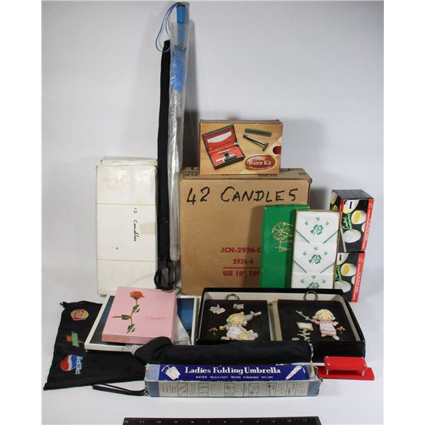 BOX OF HOME ITEMS AND SOME HOME DECOR