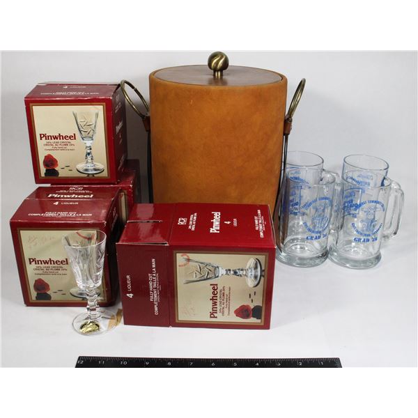 FLAT OF VINTAGE PINWHEEL CRYSTAL GLASSWARE,