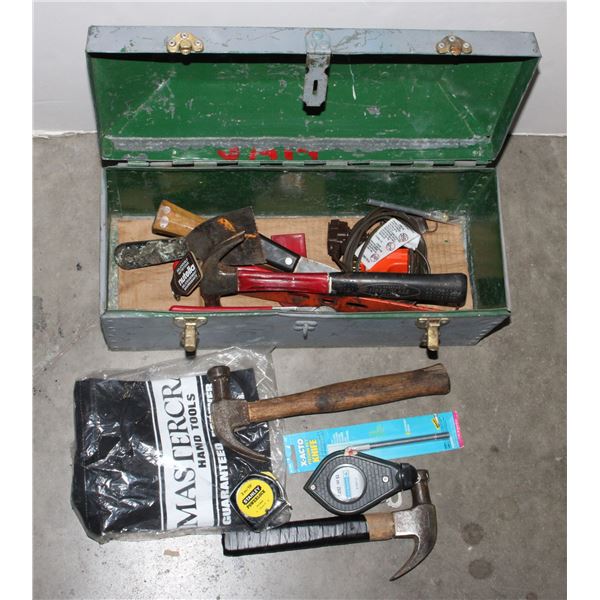 METAL TOOL BOX WITH CONTENTS INCLUDING