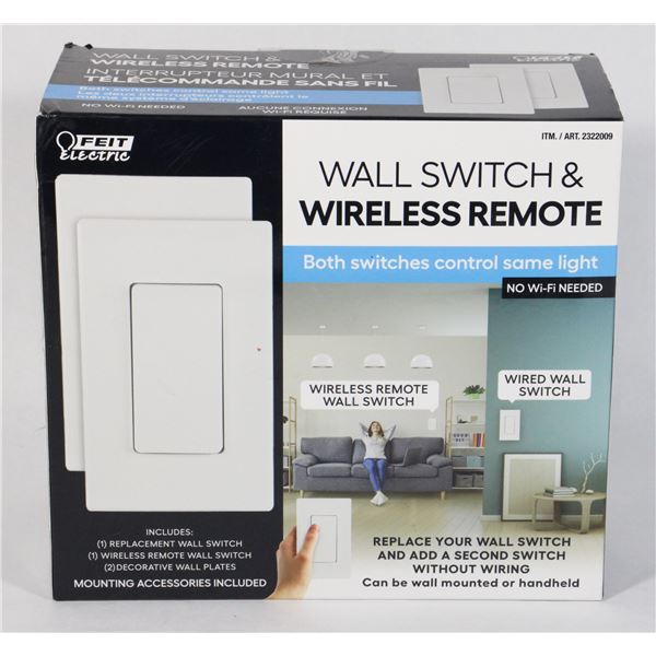 WALL SWITCH WIRELESS REMOTE INCLUDED
