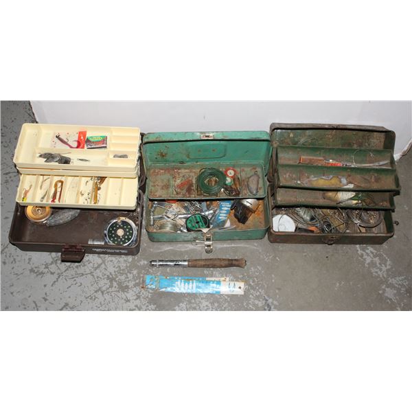 LOT OF 3 FISHING TACKLE BOXES WITH CONTENTS