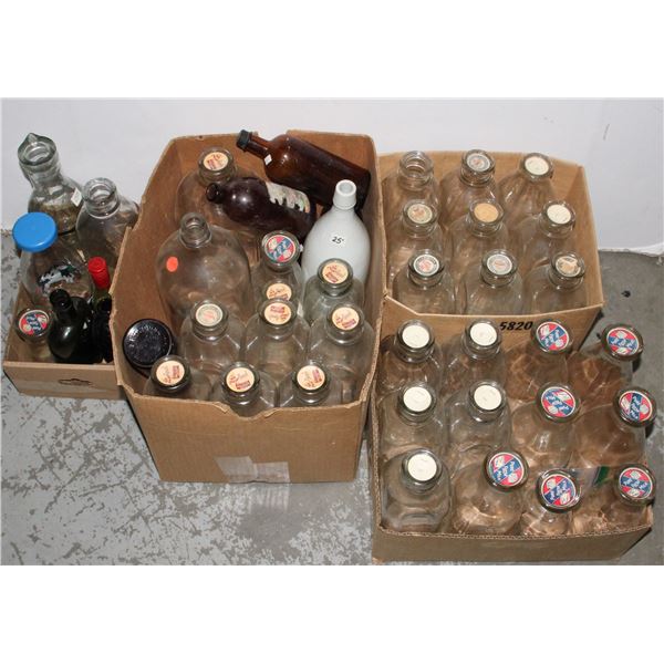 FOUR BOXES OF MIXED BOTTLES MAINLY VINTAGE MILK