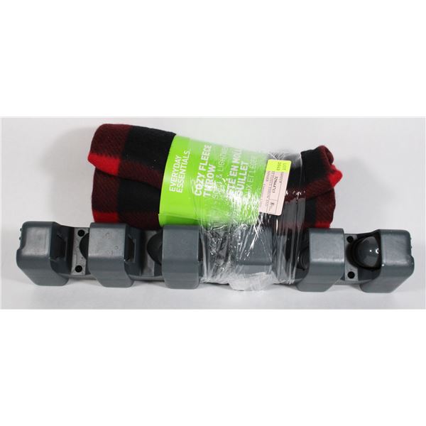 NEW COZY FLEECE THROW AND BROOM HANGER