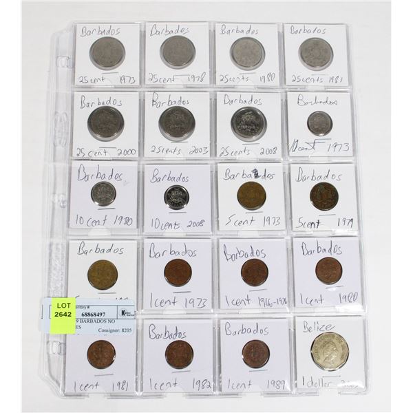 20 COINS 19 BARBADOS NO DUPLICATES