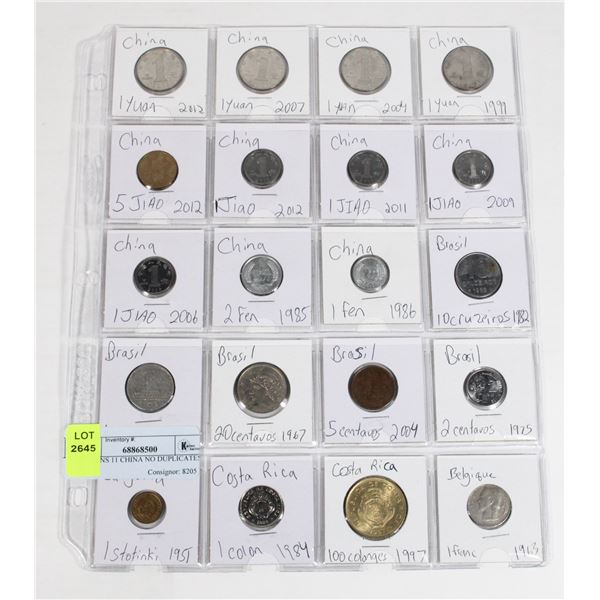 20 COINS 11 CHINA NO DUPLICATES