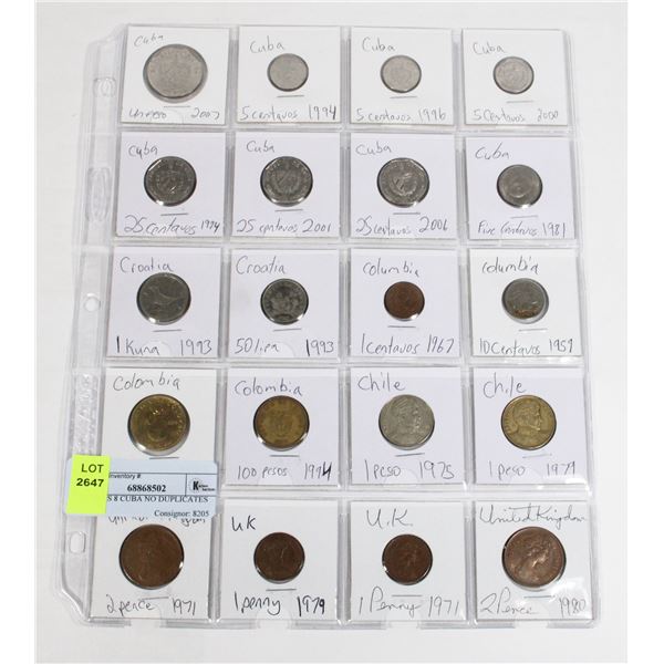 20 COINS 8 CUBA NO DUPLICATES