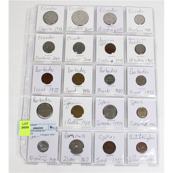 20 COINS 6 ECUADOR NO DUPLICATES