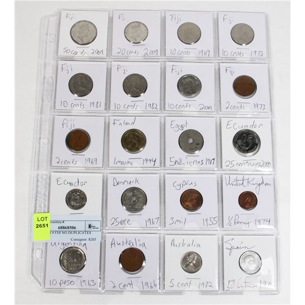 20 COINS 9 FIJI NO DUPLICATES