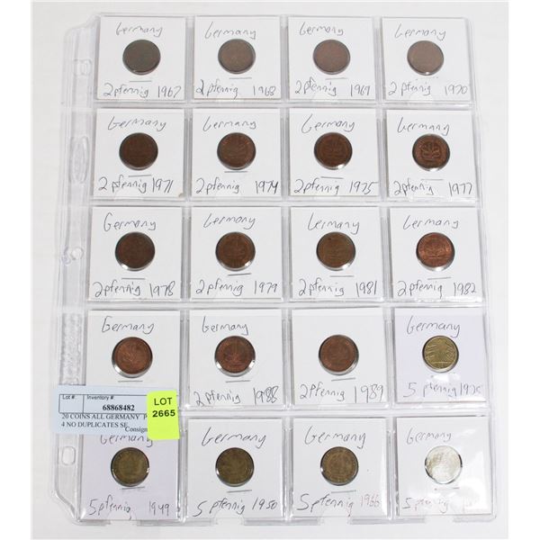 20 COINS ALL GERMANY  PAGE 2 OF 4 NO DUPLICATES SE